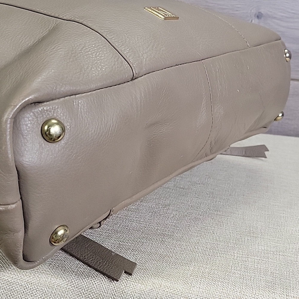 Kooba Taupe Leather Tote Shoulder Bag Handbag Purse - Picture 7 of 14